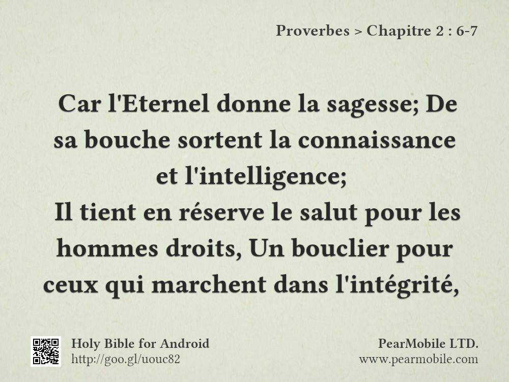 Proverbes, Chapitre 2:6-7